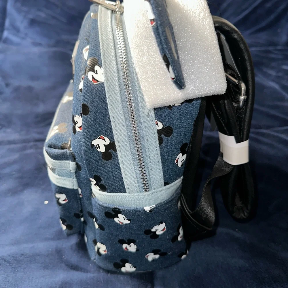 NWT Disney Parks Mickey Mouse Denim Loungefly Mini Backpack